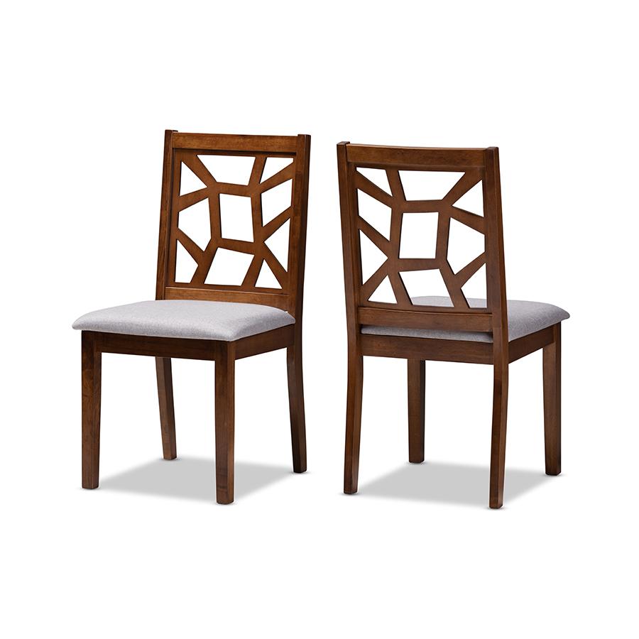 Walnut Brown Finished Dining Chair Set of 2. Picture 1