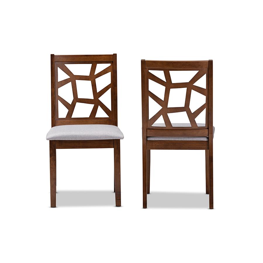 Walnut Brown Finished Dining Chair Set of 2. Picture 2