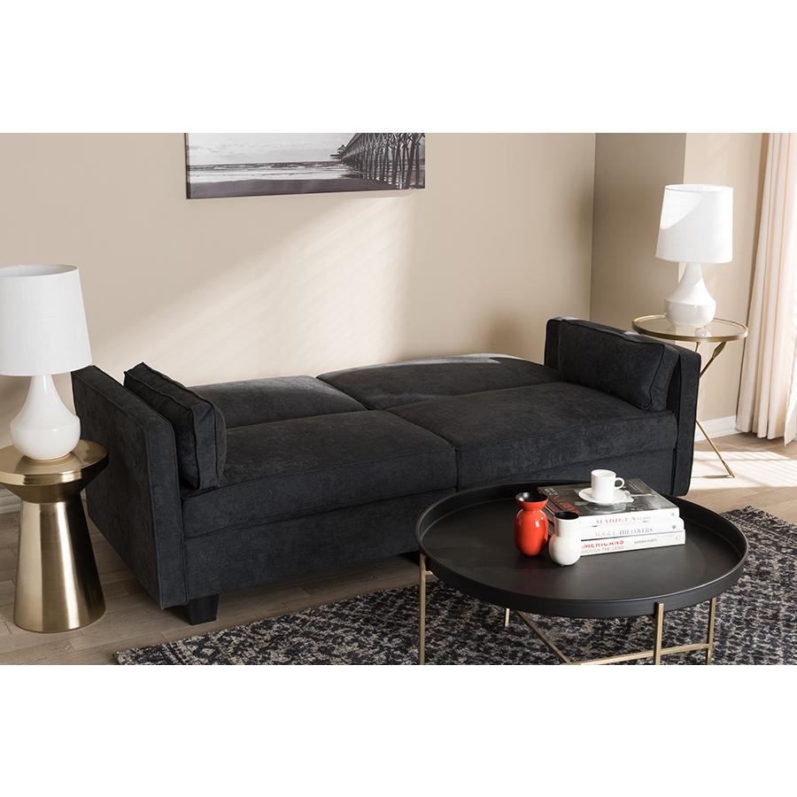 Felicity Modern and Contemporary Dark Gray Fabric Upholstered Sleeper Sofa. Picture 12