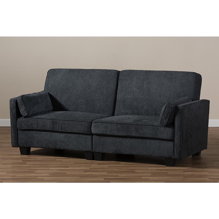 Felicity Modern and Contemporary Dark Gray Fabric Upholstered Sleeper Sofa. Picture 13