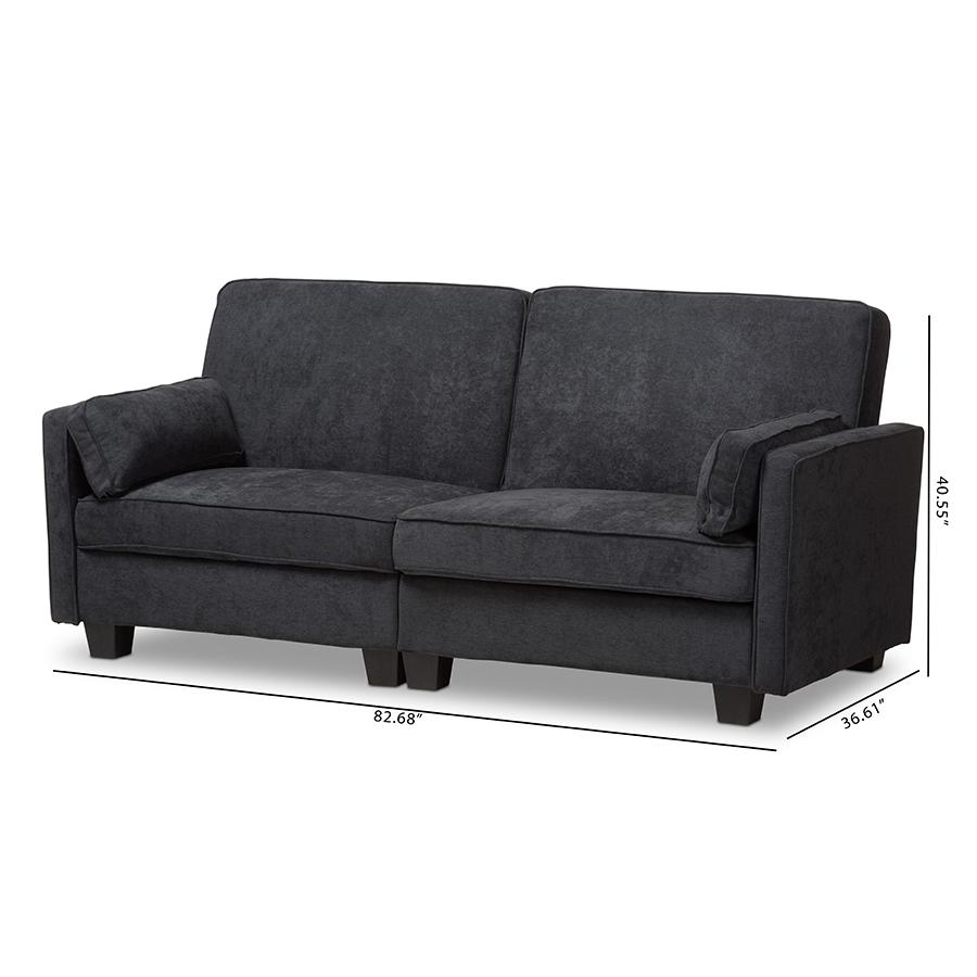 Felicity Modern and Contemporary Dark Gray Fabric Upholstered Sleeper Sofa. Picture 14