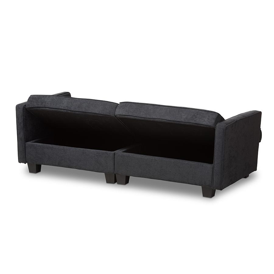 Felicity Modern and Contemporary Dark Gray Fabric Upholstered Sleeper Sofa. Picture 1