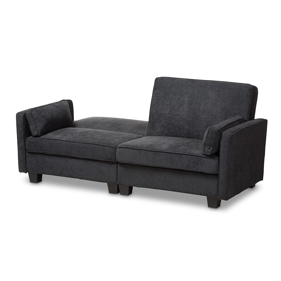 Felicity Modern and Contemporary Dark Gray Fabric Upholstered Sleeper Sofa. Picture 3