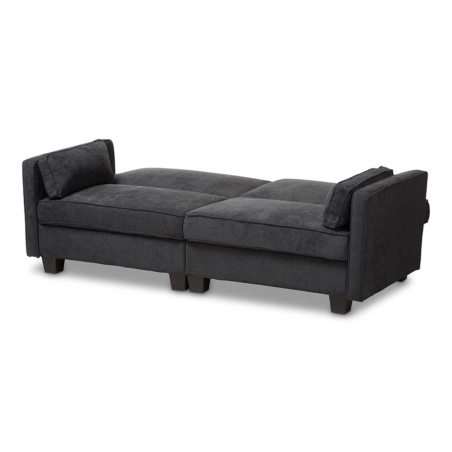 Felicity Modern and Contemporary Dark Gray Fabric Upholstered Sleeper Sofa. Picture 4