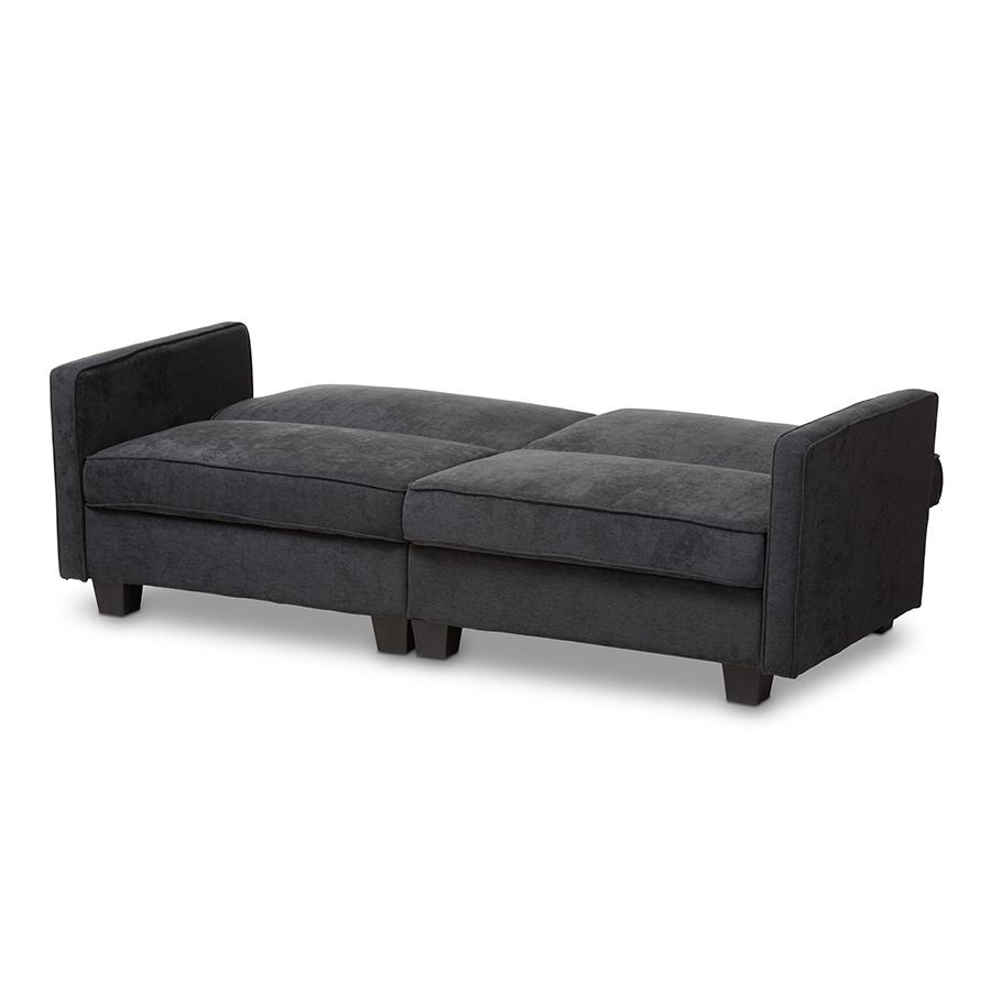 Felicity Modern and Contemporary Dark Gray Fabric Upholstered Sleeper Sofa. Picture 5