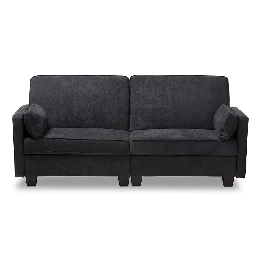 Felicity Modern and Contemporary Dark Gray Fabric Upholstered Sleeper Sofa. Picture 6
