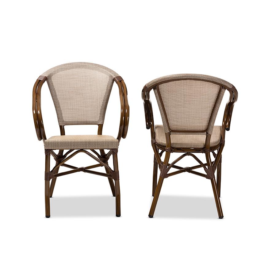 Artus Classic French Indoor and Outdoor Grey Bamboo Style Stackable Bistro Dining Chair Set of 2. Picture 3