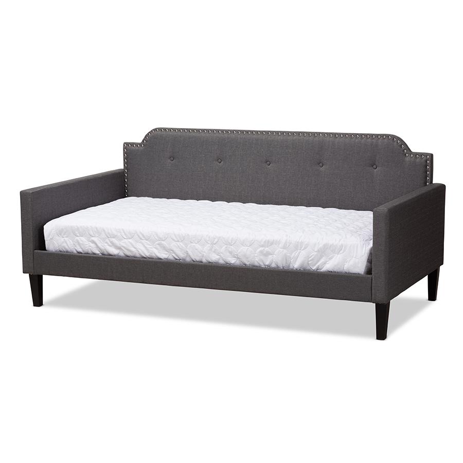 Packer Modern and Contemporary Grey Fabric Upholstered Twin Size Sofa Daybed. Picture 1