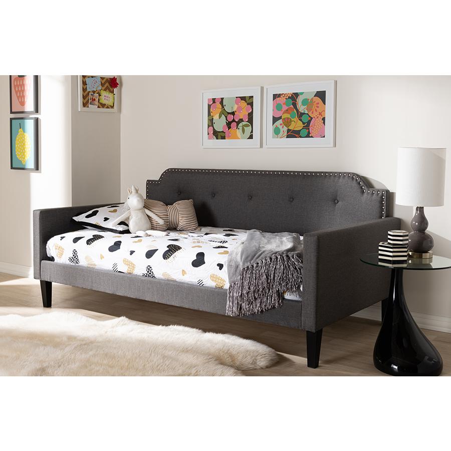 Packer Modern and Contemporary Grey Fabric Upholstered Twin Size Sofa Daybed. Picture 6