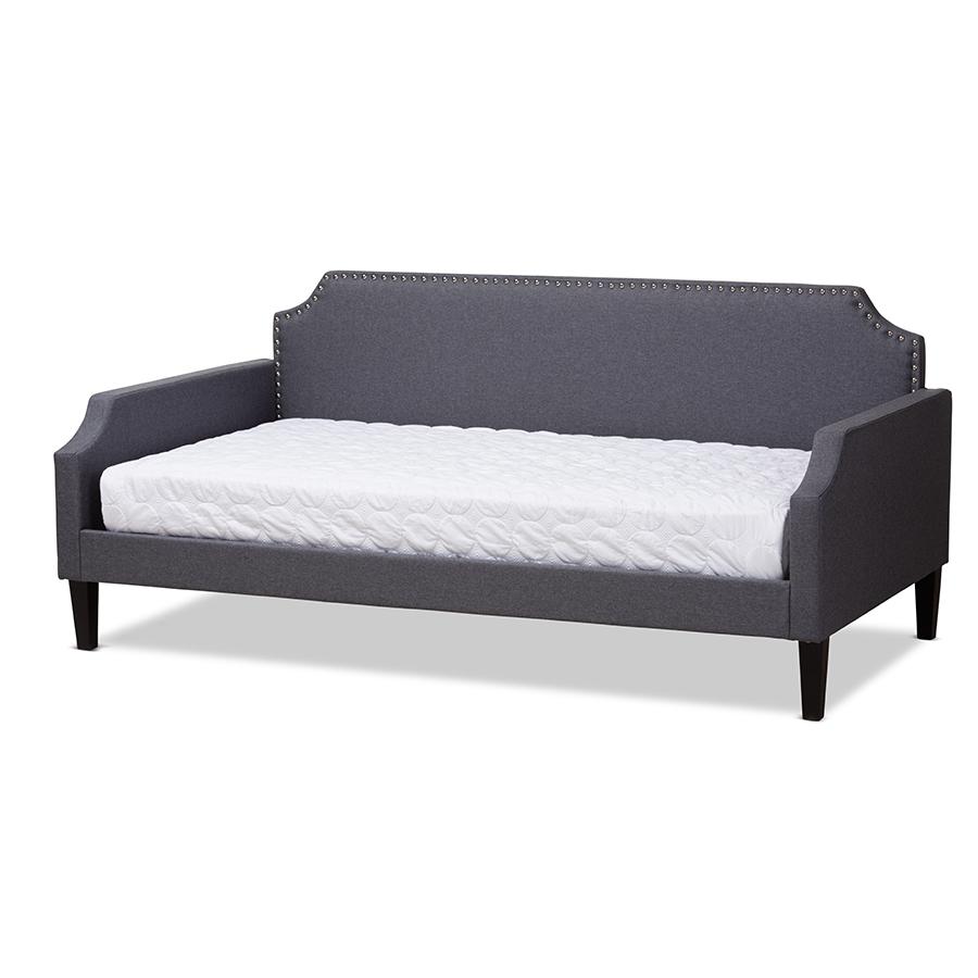 Walden Modern and Contemporary Grey Fabric Upholstered Twin Size Sofa Daybed. Picture 1