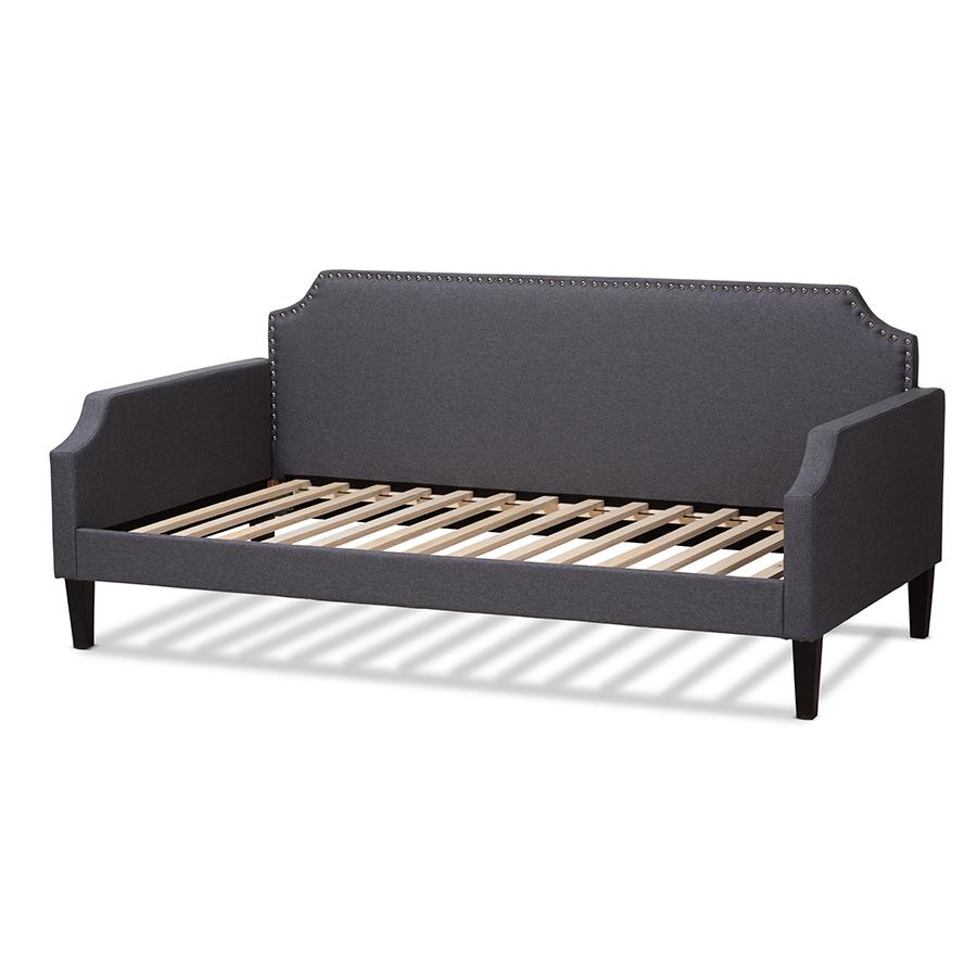 Walden Modern and Contemporary Grey Fabric Upholstered Twin Size Sofa Daybed. Picture 4
