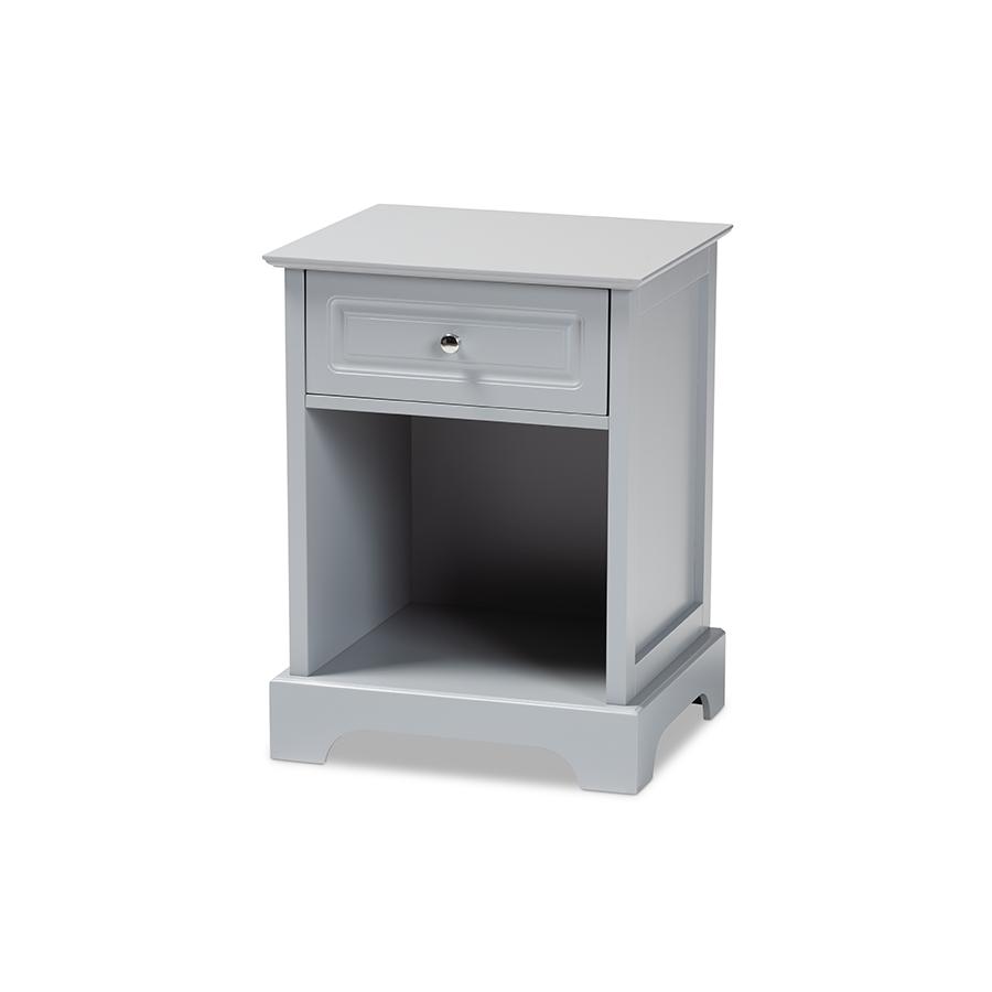 Baxton Studio Chase Modern Transitional Light Grey Finished 1Drawer Wood Nightstand. Picture 1