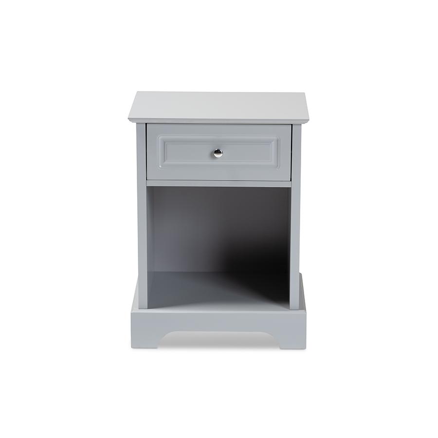 Baxton Studio Chase Modern Transitional Light Grey Finished 1Drawer Wood Nightstand. Picture 3