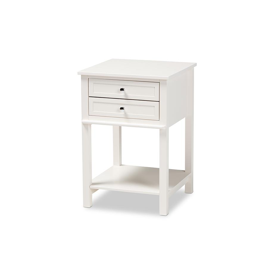 Baxton Studio Willow Modern Transitional White Finished 2Drawer Wood Nightstand. Picture 1