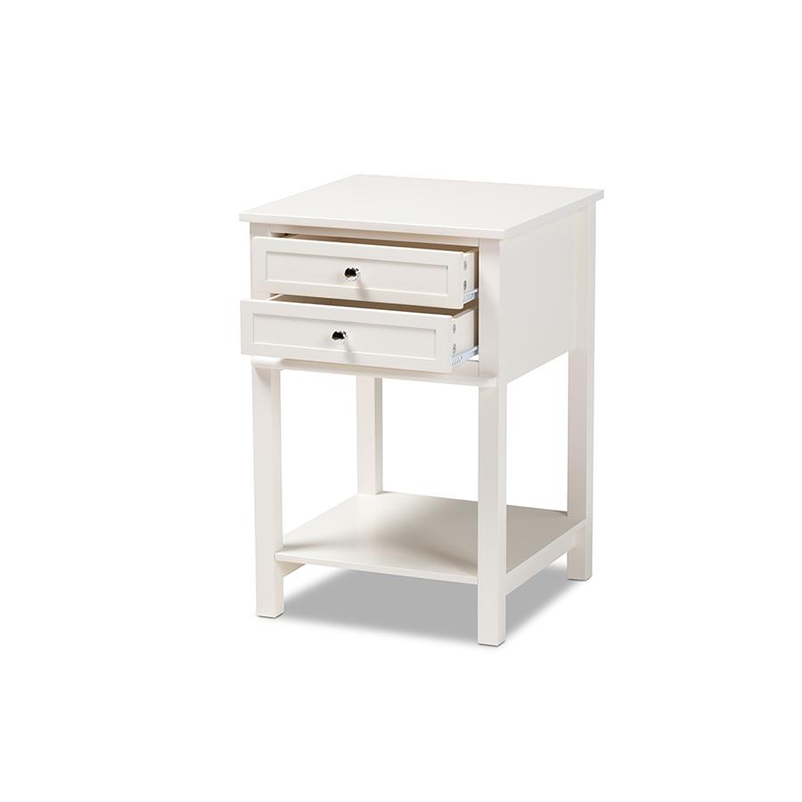 Baxton Studio Willow Modern Transitional White Finished 2Drawer Wood Nightstand. Picture 2