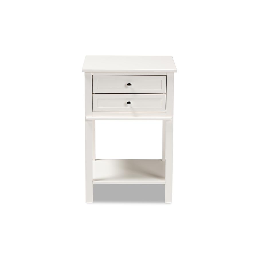 Baxton Studio Willow Modern Transitional White Finished 2Drawer Wood Nightstand. Picture 3