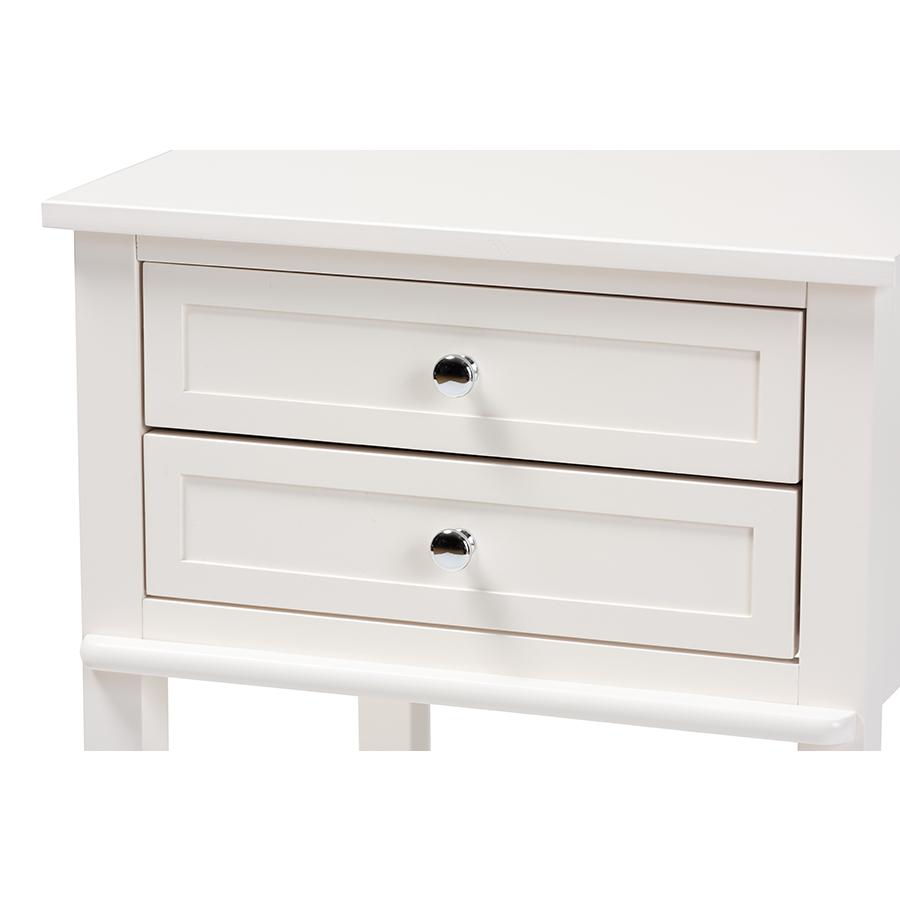 Baxton Studio Willow Modern Transitional White Finished 2Drawer Wood Nightstand. Picture 5