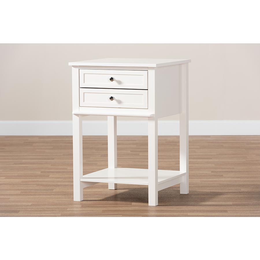Baxton Studio Willow Modern Transitional White Finished 2Drawer Wood Nightstand. Picture 8