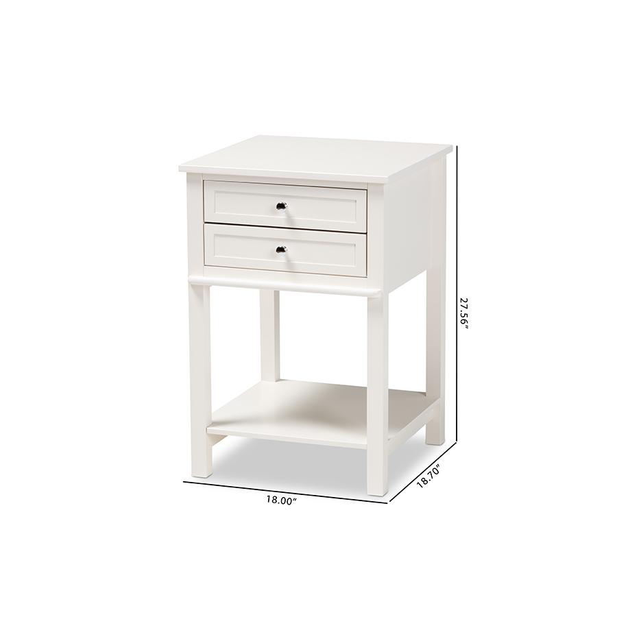 Baxton Studio Willow Modern Transitional White Finished 2Drawer Wood Nightstand. Picture 9
