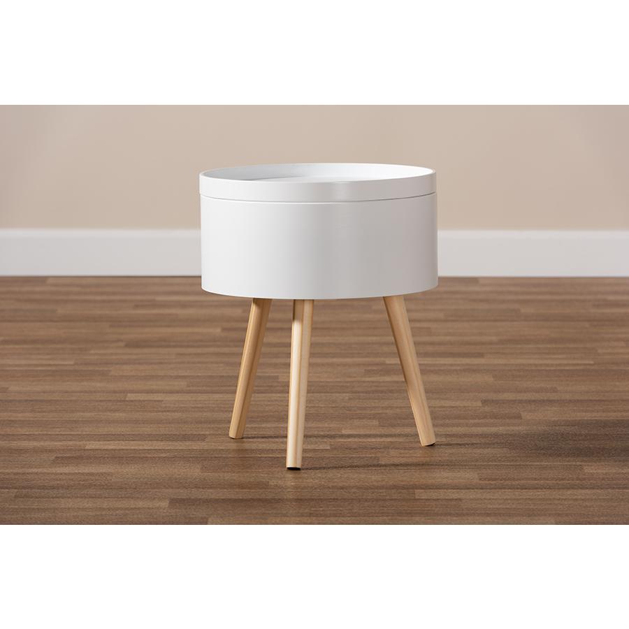 Baxton Studio Jessen Mid-Century Modern White Wood Nightstand with Removable Top. Picture 6
