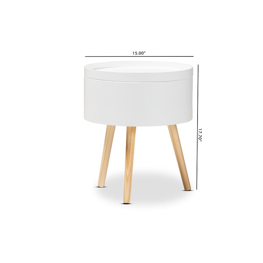 Baxton Studio Jessen Mid-Century Modern White Wood Nightstand with Removable Top. Picture 7