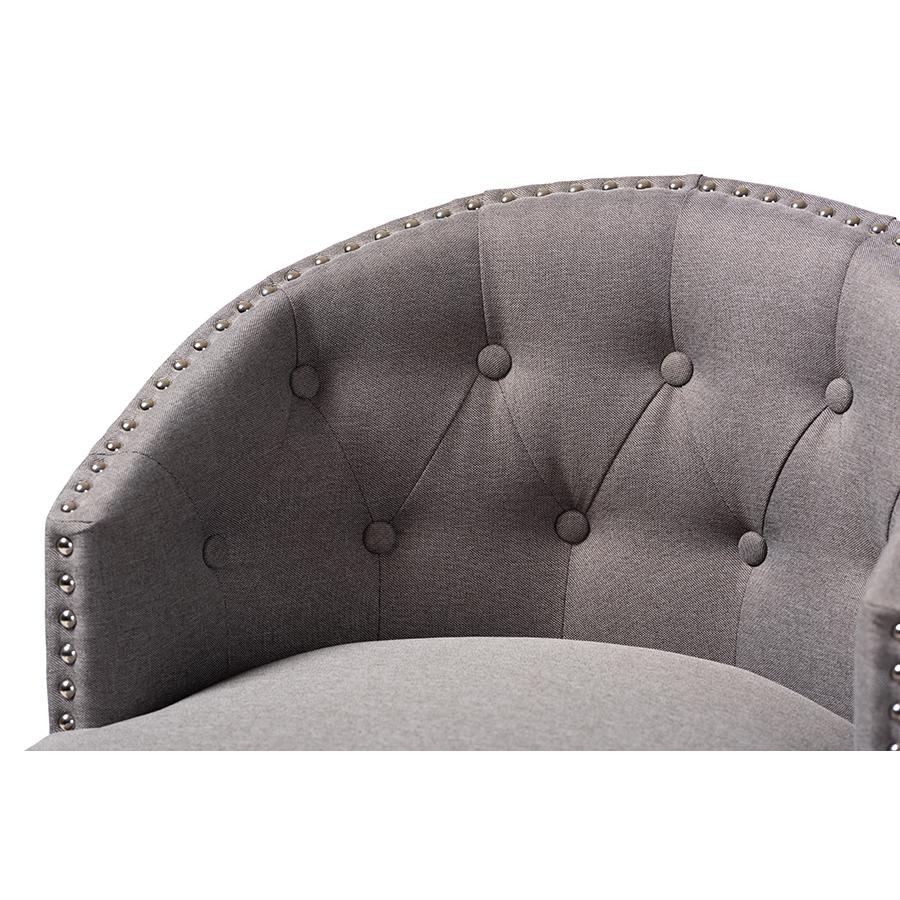 Baxton Studio Theron Transitional Gray Fabric Upholstered Wood Swivel Bar Stool Set. Picture 5