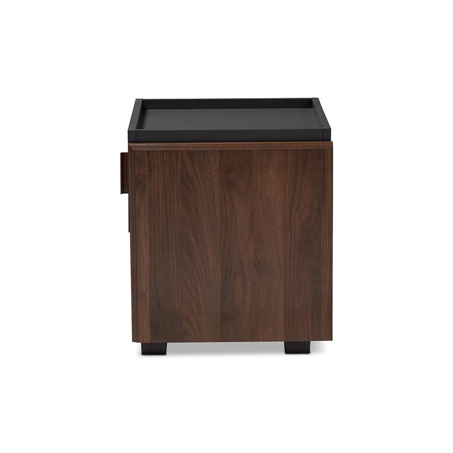 Baxton Studio Rikke Modern and Contemporary Two-Tone Gray and Walnut Finished Wood 1-Drawer Nightstand. Picture 5