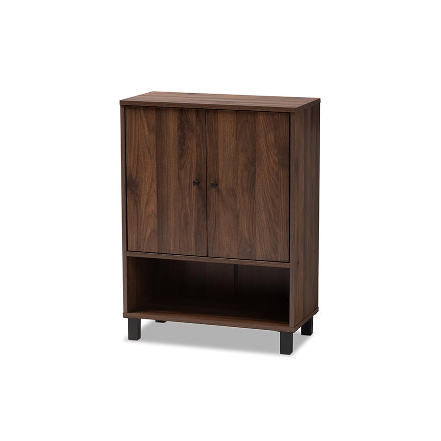 Baxton Studio Rossin Modern and Contemporary Walnut Brown Finished 2-Door Wood Entryway Shoe Storage Cabinet. Picture 2