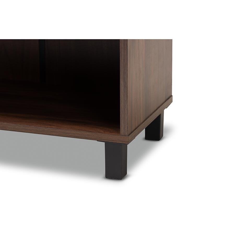 Baxton Studio Rossin Modern and Contemporary Walnut Brown Finished 2-Door Wood Entryway Shoe Storage Cabinet. Picture 7