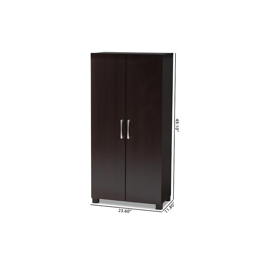 Baxton Studio Marine Modern and Contemporary Wenge Dark Brown Finished 2-Door Wood Entryway Shoe Storage Cabinet. Picture 11
