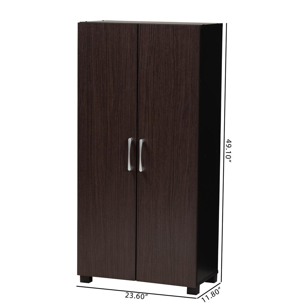 Two-Tone Wenge and Black Finished 2-Door Wood Entryway Shoe Storage Cabinet. Picture 20