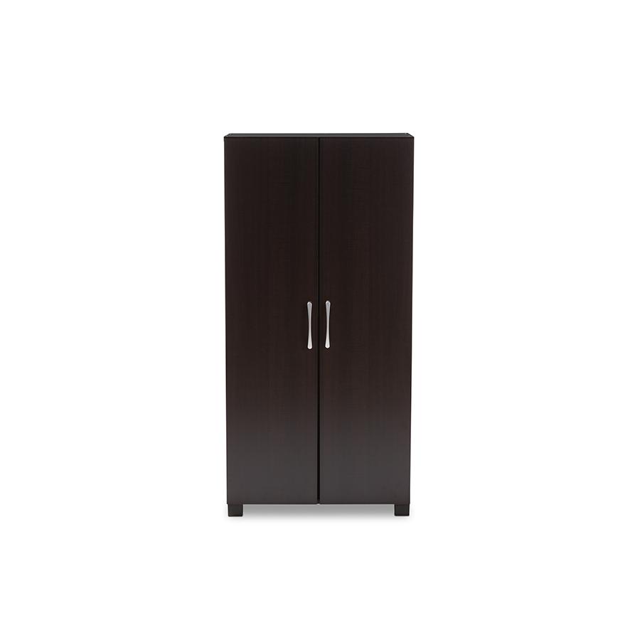 Baxton Studio Marine Modern and Contemporary Wenge Dark Brown Finished 2-Door Wood Entryway Shoe Storage Cabinet. Picture 4