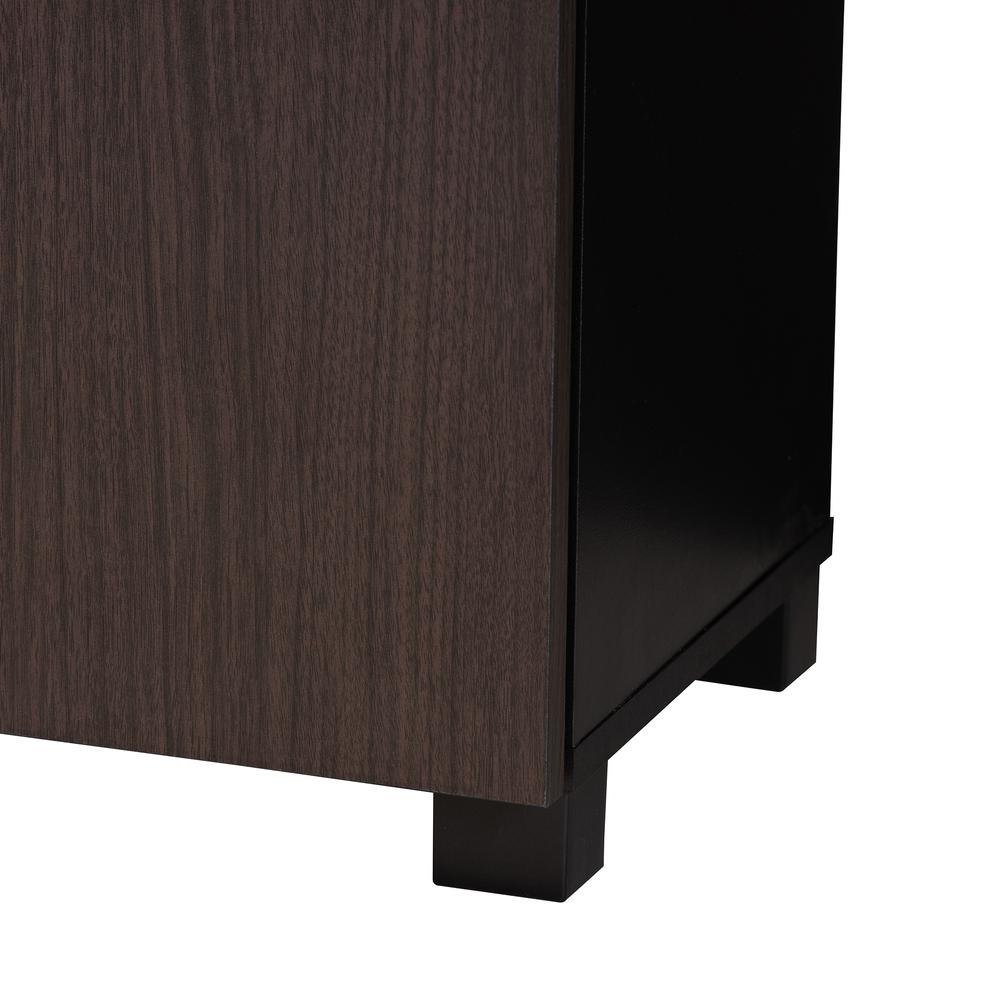 Two-Tone Wenge and Black Finished 2-Door Wood Entryway Shoe Storage Cabinet. Picture 16