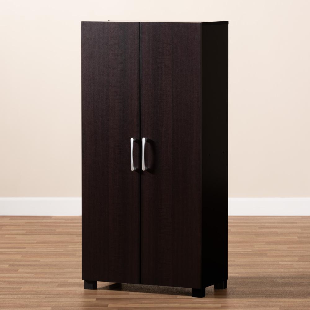 Two-Tone Wenge and Black Finished 2-Door Wood Entryway Shoe Storage Cabinet. Picture 19
