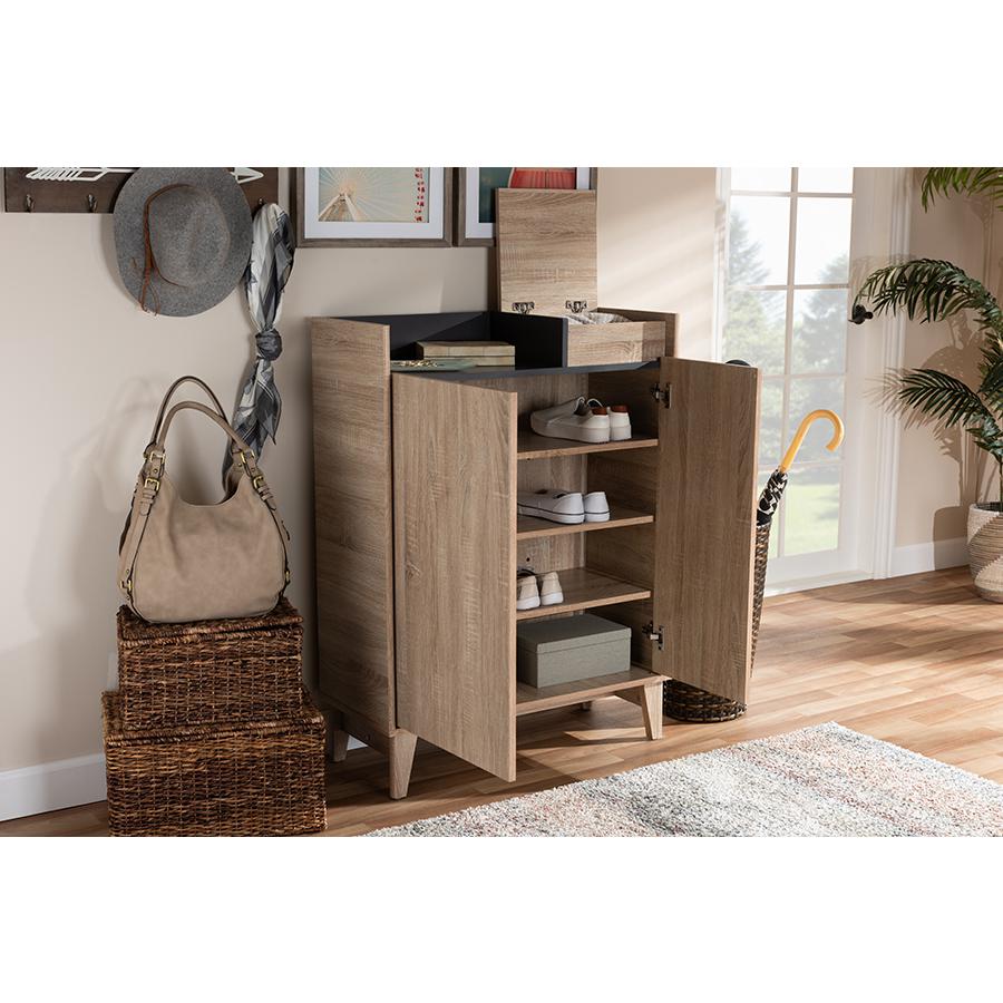Dark Gray Entryway Shoe Cabinet with Lift-Top Storage Compartment. Picture 8