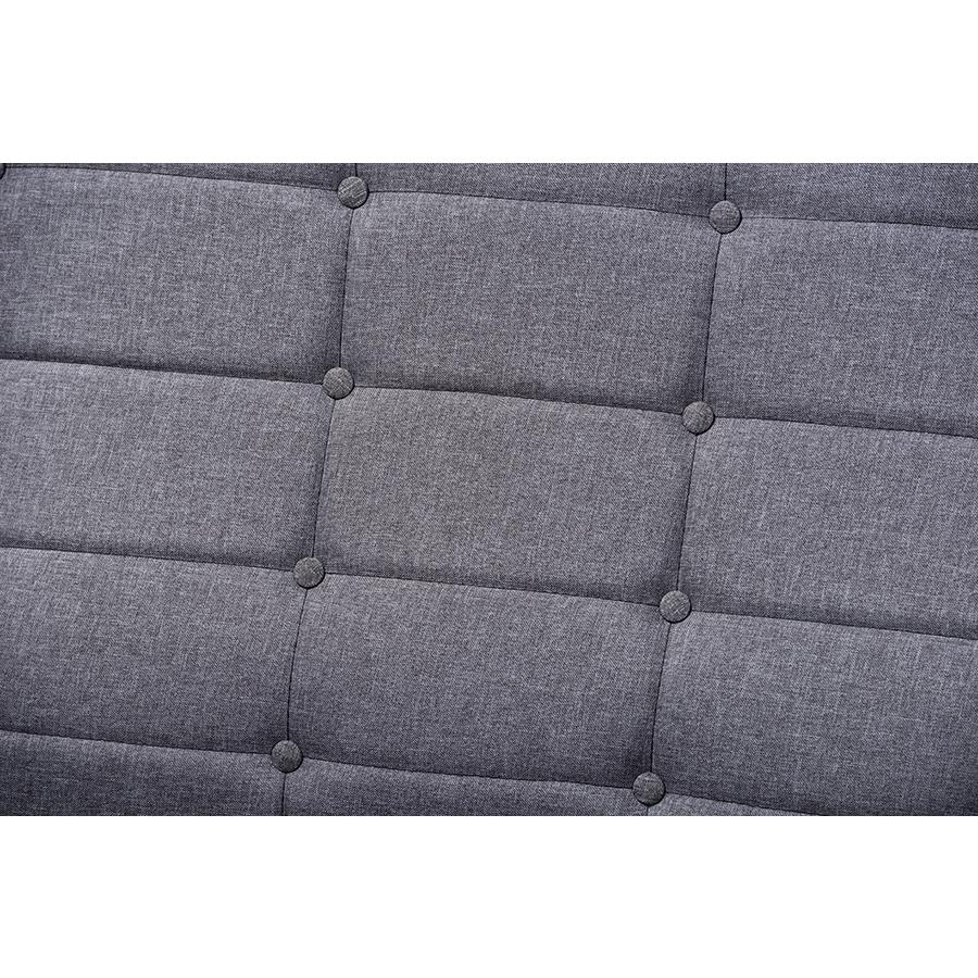 Baxton Studio Larsen Mid-Century Modern Gray Fabric Upholstered Walnut Wood Sofa. Picture 5