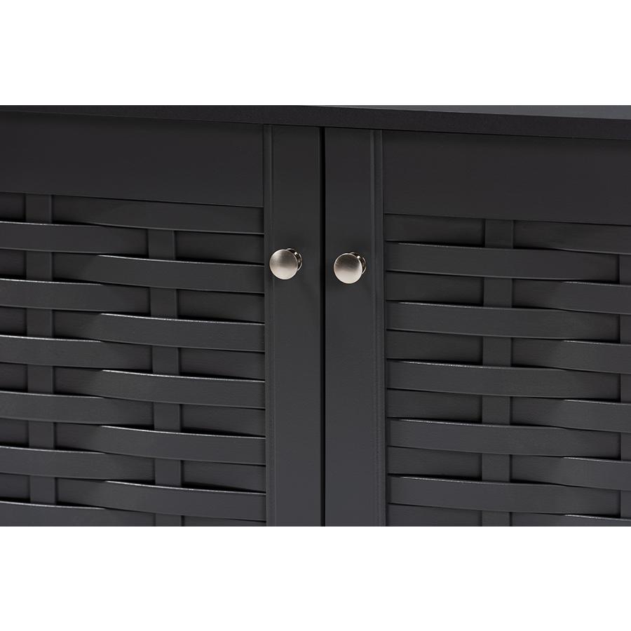 Baxton Studio Winda Modern and Contemporary Dark Gray 2-Door Wooden Entryway Shoe Storage Cabinet. Picture 6