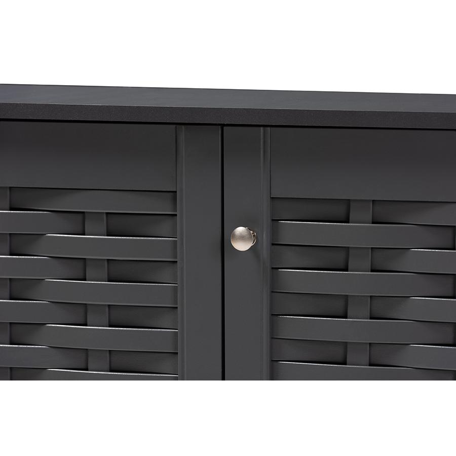 Dark Gray 3-Door Wooden Entryway Shoe Storage Cabinet. Picture 5