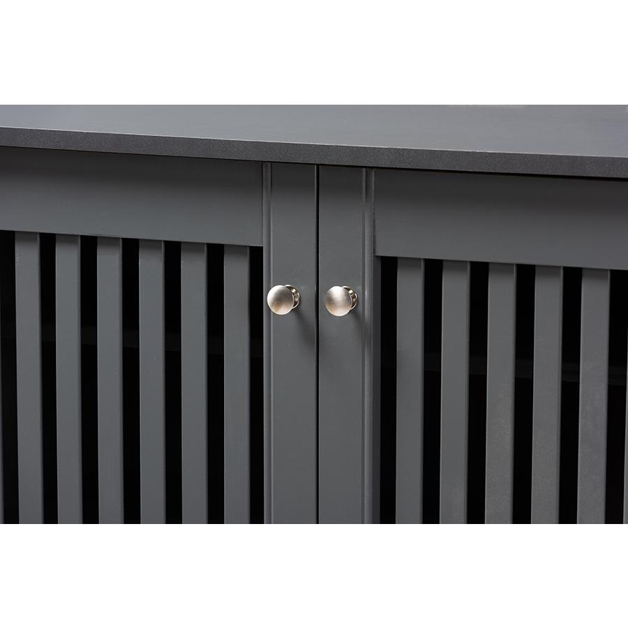 Dark Gray 4-Door Wooden Entryway Shoe Storage Cabinet. Picture 5