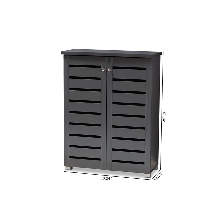 Dark Gray 2-Door Wooden Entryway Shoe Storage Cabinet. Picture 10
