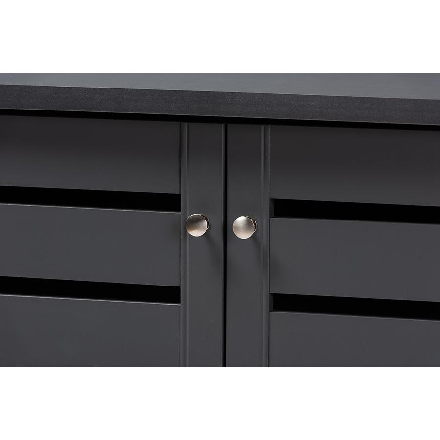 Dark Gray 2-Door Wooden Entryway Shoe Storage Cabinet. Picture 5