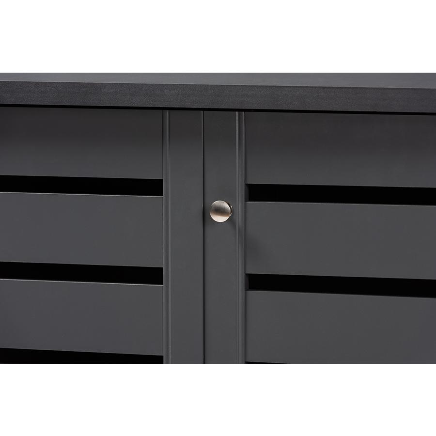 Baxton Studio Adalwin Modern and Contemporary Dark Gray 3-Door Wooden Entryway Shoe Storage Cabinet. Picture 6