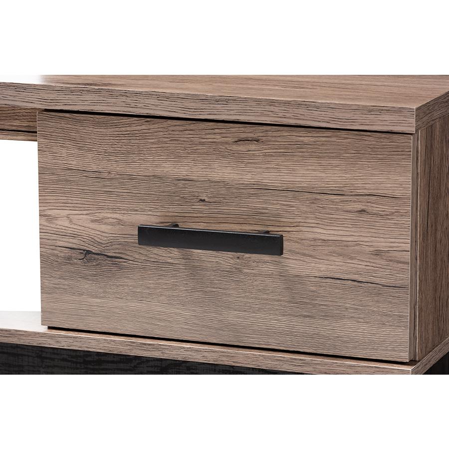 Baxton Studio Arend Modern and Contemporary Two-Tone Oak Brown and Black Wood 1-Drawer Coffee Table. Picture 7