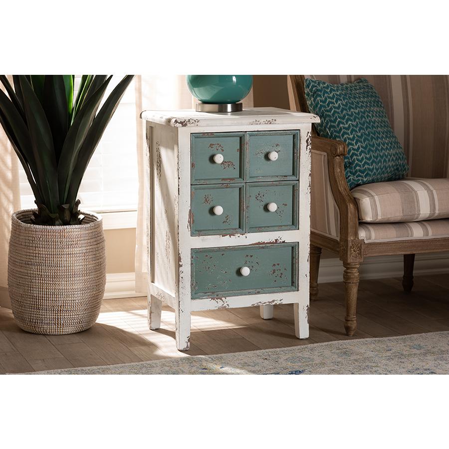 Teal Finished Wood 5-Drawer Storage Cabinet. Picture 6