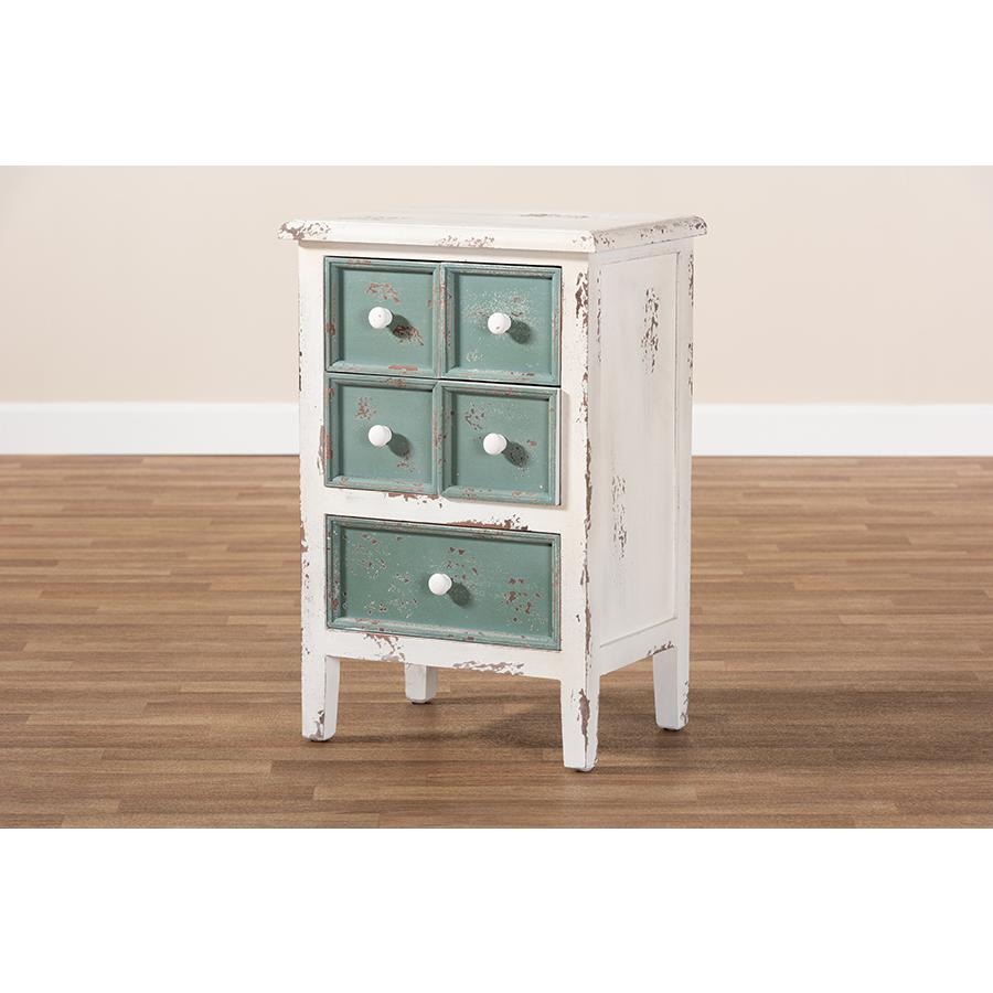 Teal Finished Wood 5-Drawer Storage Cabinet. Picture 7