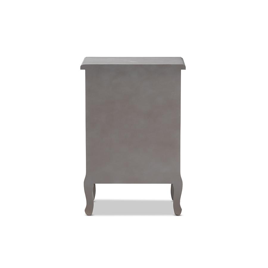 Baxton Studio Capucine Antique French Country Cottage Grey Finished Wood 3-Drawer Nightstand. Picture 6