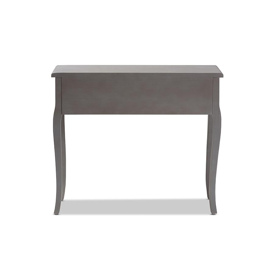 Baxton Studio Capucine Antique French Country Cottage Grey Finished Wood 2-Drawer Console Table. Picture 6