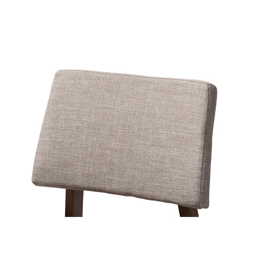 Baxton Studio Colton Mid-Century Modern Light Gray Fabric Upholstered and Walnut-Finished Wood Bar Stool Set. Picture 5