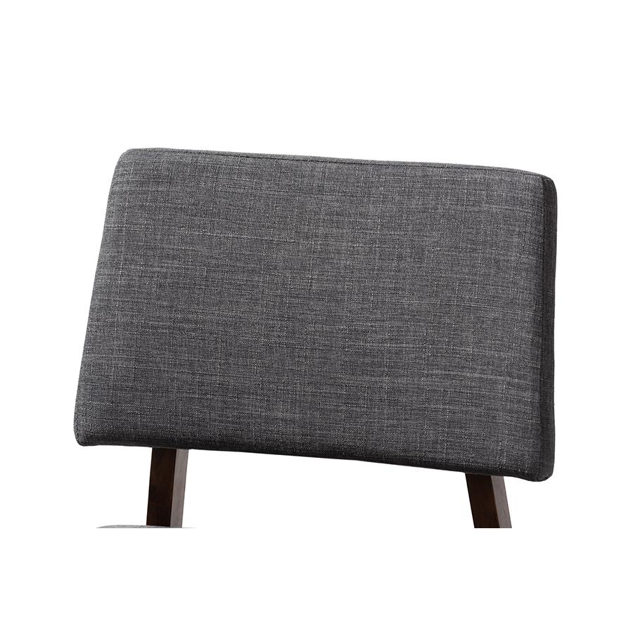 Baxton Studio Colton Mid-Century Modern Dark Gray Fabric Upholstered and Walnut-Finished Wood Bar Stool Set. Picture 5