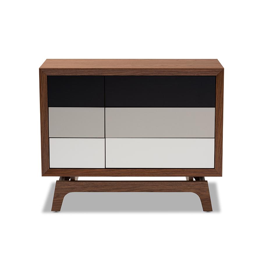Baxton Studio Svante Mid-Century Modern Multicolor Finished Wood 6-Drawer Chest. Picture 3